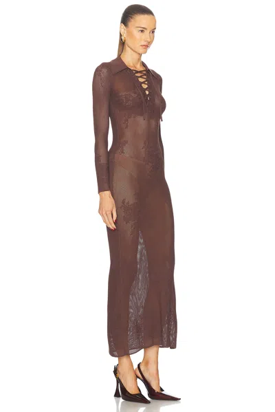 Fleur Du Mal Lace Pointelle Maxi Dress In Cognac