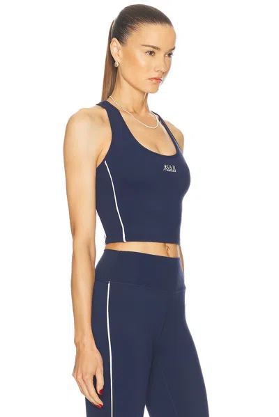 Sporty And Rich Runner Sports Tank Top In Navy & White
