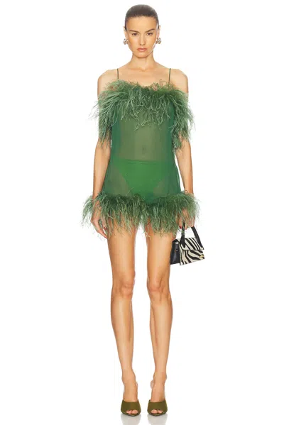 Oseree Plumage Mini Dress In Green