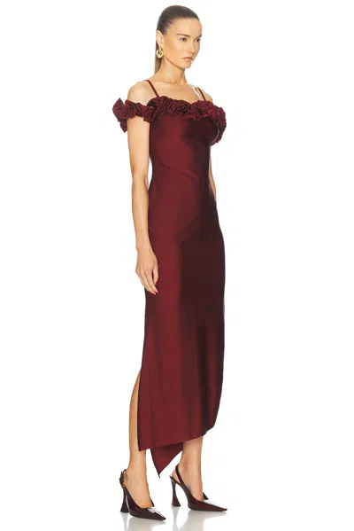 Coperni Ruffled Midi Dress In Red Rhubarb