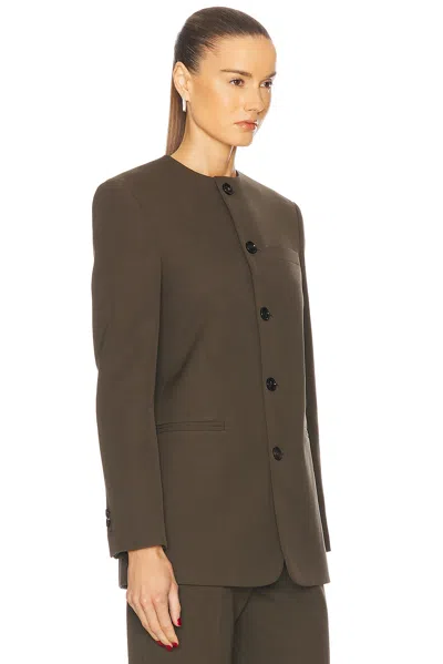 Bottega Veneta Collarless Blazer In Dark Olive