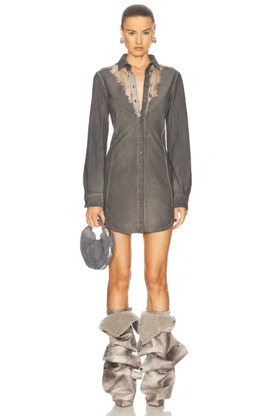 Diesel Abstract Print Asymmetric Hem Dress In Smoke & Grey