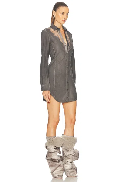 Diesel Abstract Print Asymmetric Hem Dress In Smoke & Grey
