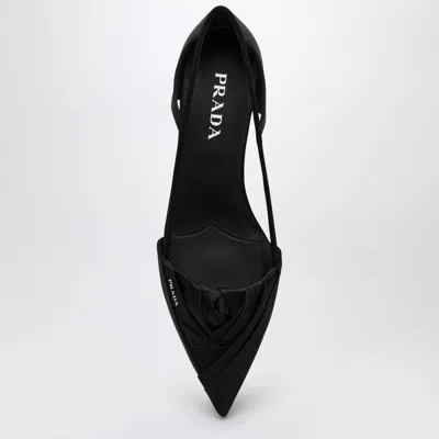 Prada Brushed Leather Cut-out Ballerinas Shoes In Black