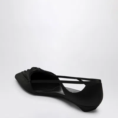 Prada Brushed Leather Cut-out Ballerinas Shoes In Black