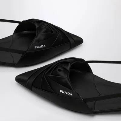 Prada Brushed Leather Cut-out Ballerinas Shoes In Black