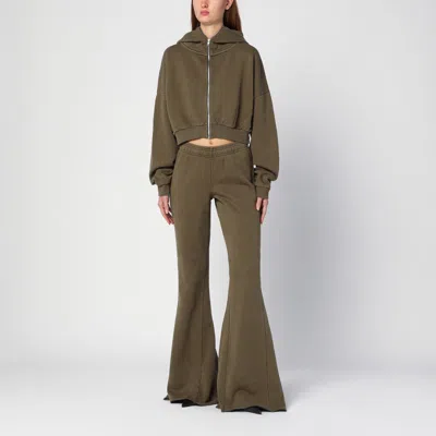 Entire Studios Organic Cotton Military Green Flared Trousers In Green
