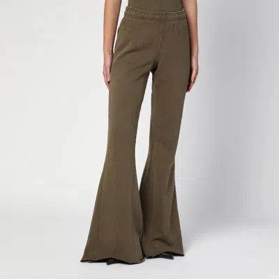 Entire Studios Organic Cotton Military Green Flared Trousers In Green