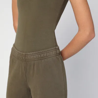 Entire Studios Organic Cotton Military Green Flared Trousers In Green
