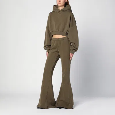 Entire Studios Brown Cropped Full Zip Hoodie In Green