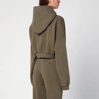 Entire Studios Brown Cropped Full Zip Hoodie In Green