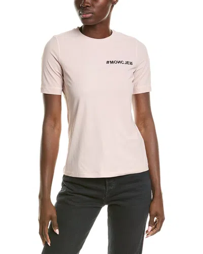 Moncler Logo-embroidered Cotton T-shirt In Pink