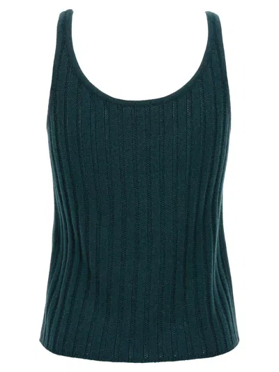 Eres 'knit Ribbed Scoop Neck Sleeveless Top' In Green