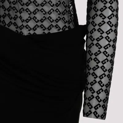 Givenchy Draped Dress In Jersey And Monogram 72 Tulle In Black