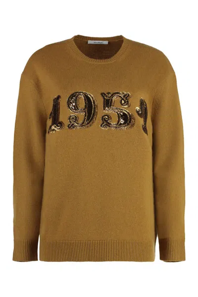 Max Mara Sweater In Wool And Cashmere Blend In Brown