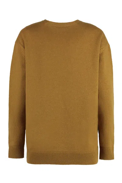 Max Mara Sweater In Wool And Cashmere Blend In Brown