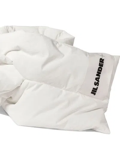 Jil Sander Padded Scarf With Design And Quilted Texture In White