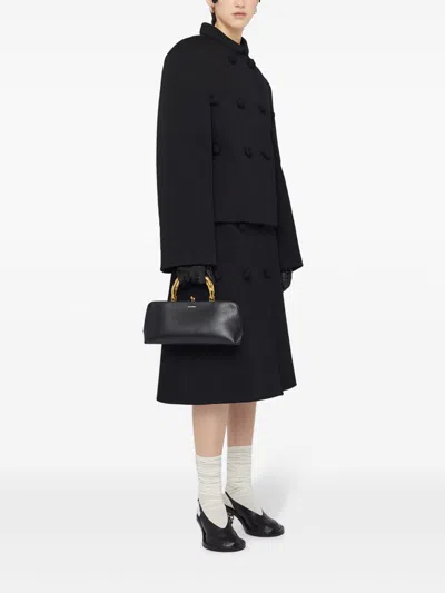 Jil Sander Goji Mini Leather Handbag In Black