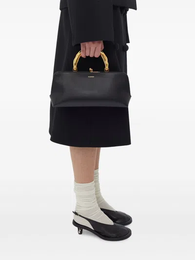 Jil Sander Goji Mini Leather Handbag In Black
