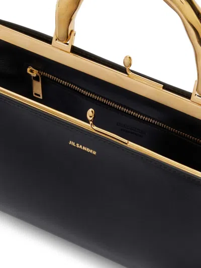 Jil Sander Goji Mini Leather Handbag In Black