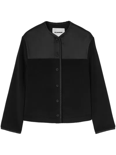 Jil Sander Panelled Fleece Jacket In Black