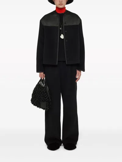 Jil Sander Panelled Fleece Jacket In Black