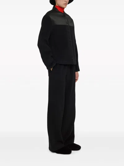 Jil Sander Panelled Fleece Jacket In Black