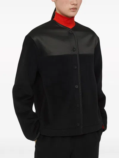 Jil Sander Panelled Fleece Jacket In Black