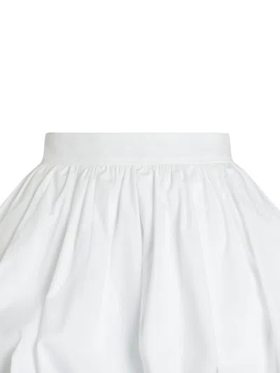 Patou Balloon Silhouette Pleated Skirt With Elastic Waistband In White