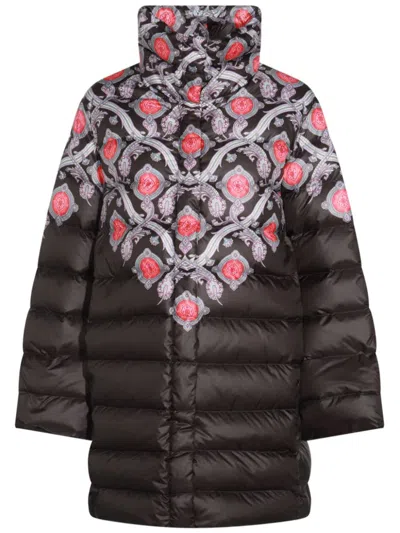 Shop Etro Printed Down Coat In Black