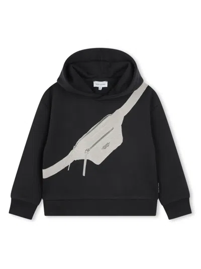 Marc Jacobs Black Sweatshirt For Boy With Belt Bag Print In Black
