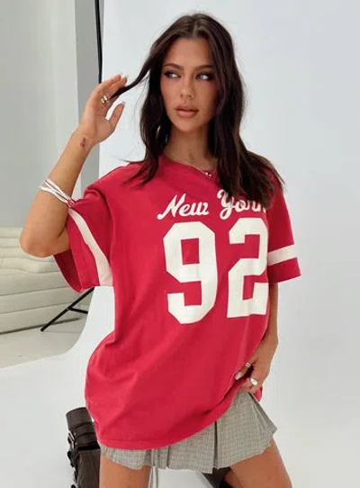 Princess Polly New York 95 Oversized Tee In Red