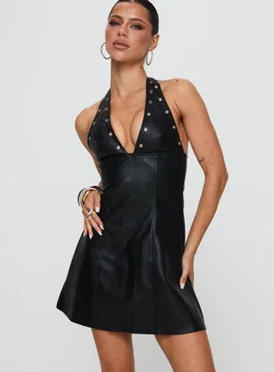 PRINCESS POLLY HIT DIFFERENT FAUX LEATHER MINI DRESS 