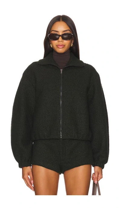 Amanda Uprichard Como Bomber Jacket In Dark Green
