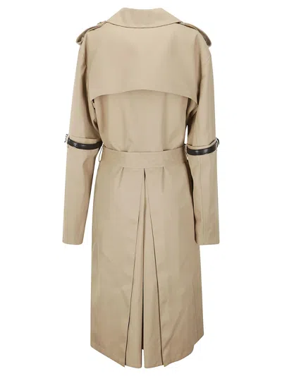 Coperni Hybrid Belted Long Trench Coat In Beige