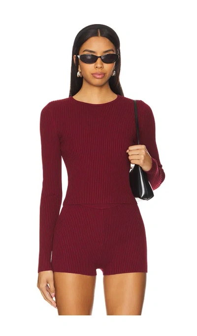 Lovers & Friends Aine Knit Crewneck In Burgundy