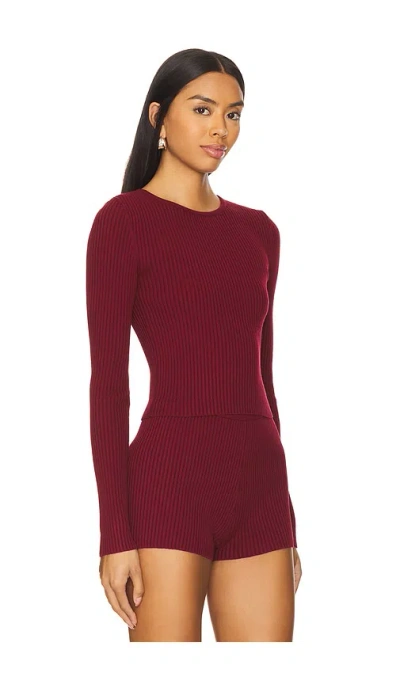Lovers & Friends Aine Knit Crewneck In Burgundy