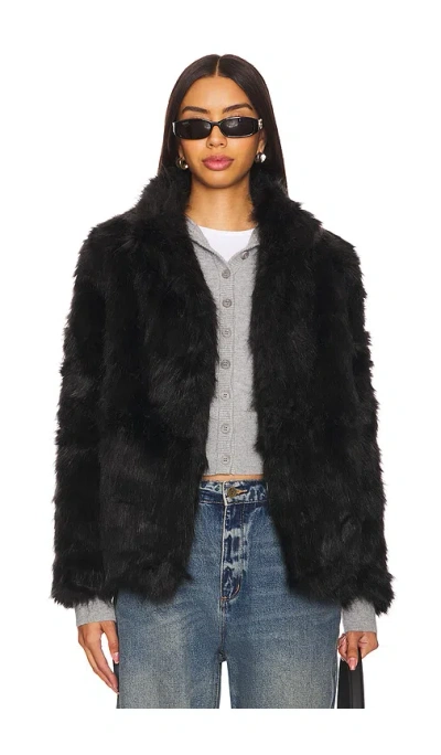 Lioness Bada Bing Faux Fur Jacket Onyx In Black