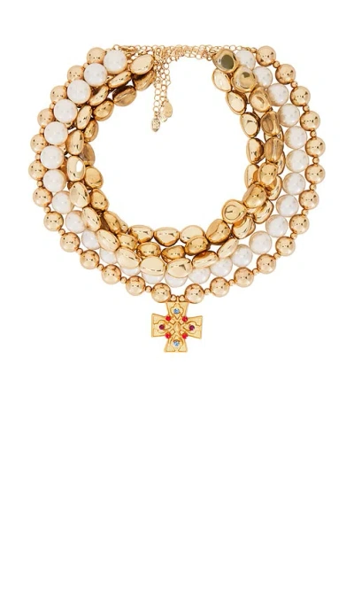8 Other Reasons Layered Cross Necklace In Metallic Gold
