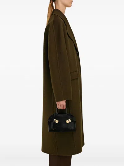 Ferragamo Mini Hug Leather Top Handle Bag In Black