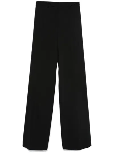 Blanca Vita Black Viscose And Linen Prinea Trousers In 黑色