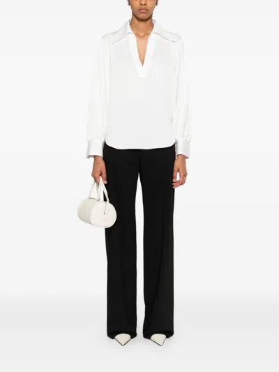 Blanca Vita Black Viscose And Linen Prinea Trousers In 黑色
