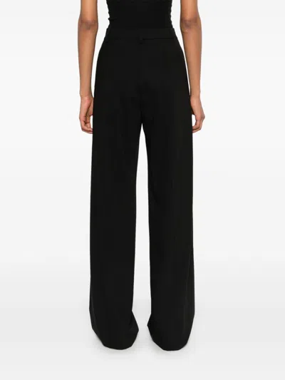 Blanca Vita Black Viscose And Linen Prinea Trousers In 黑色