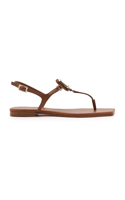 Roger Vivier Sea Leather Thong Sandals With Buckle Detail In Brown