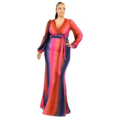 FASHNZFAB PLUS GRADIENT STRIPE 2 PIECE MAXI SKIRT SET 