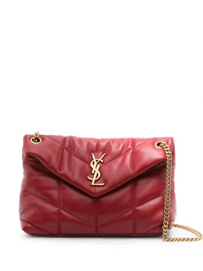 Saint Laurent Puffer Small Leather Shoulder Bag In Red