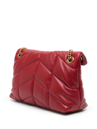 Saint Laurent Puffer Small Leather Shoulder Bag In Red