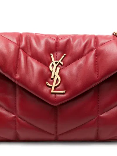 Saint Laurent Puffer Small Leather Shoulder Bag In Red