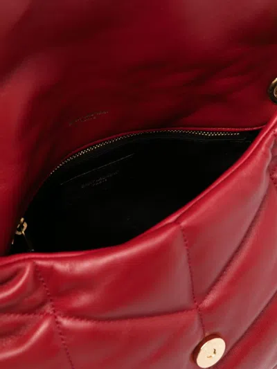 Saint Laurent Puffer Small Leather Shoulder Bag In Red