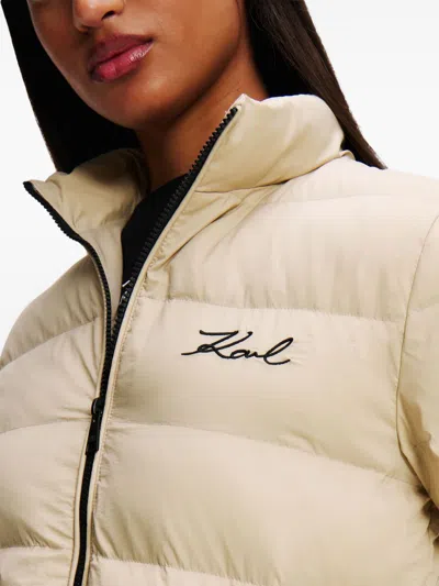 Shop Karl Lagerfeld Lightweight Puffer Jacket In Neutrals